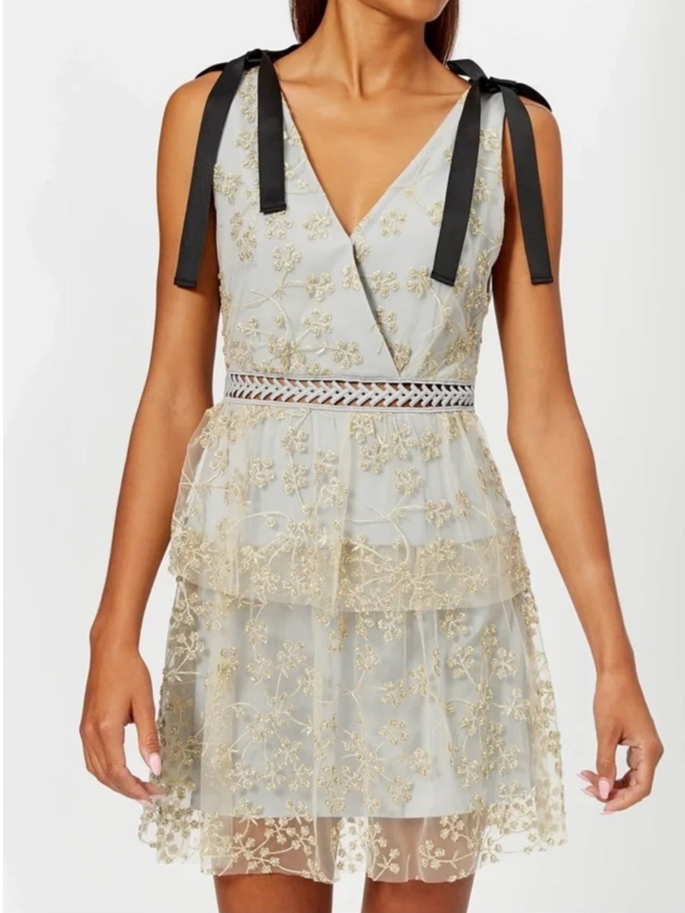 Self Portrait Tiered Beaded Mini Dress